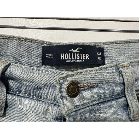 Hollister Men Skinny Ripped Jeans Size 30x32 Light Wash Blue Denim Epic Flex - Picture 4 of 10